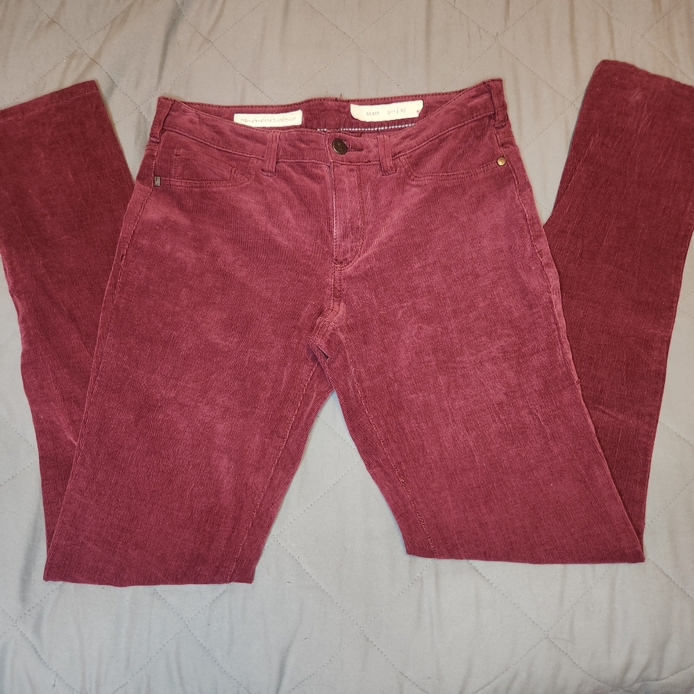 Anthropologie Pilcro Size 27 Corduroy Jeans Pants Burgundy Serif Straight Leg‎